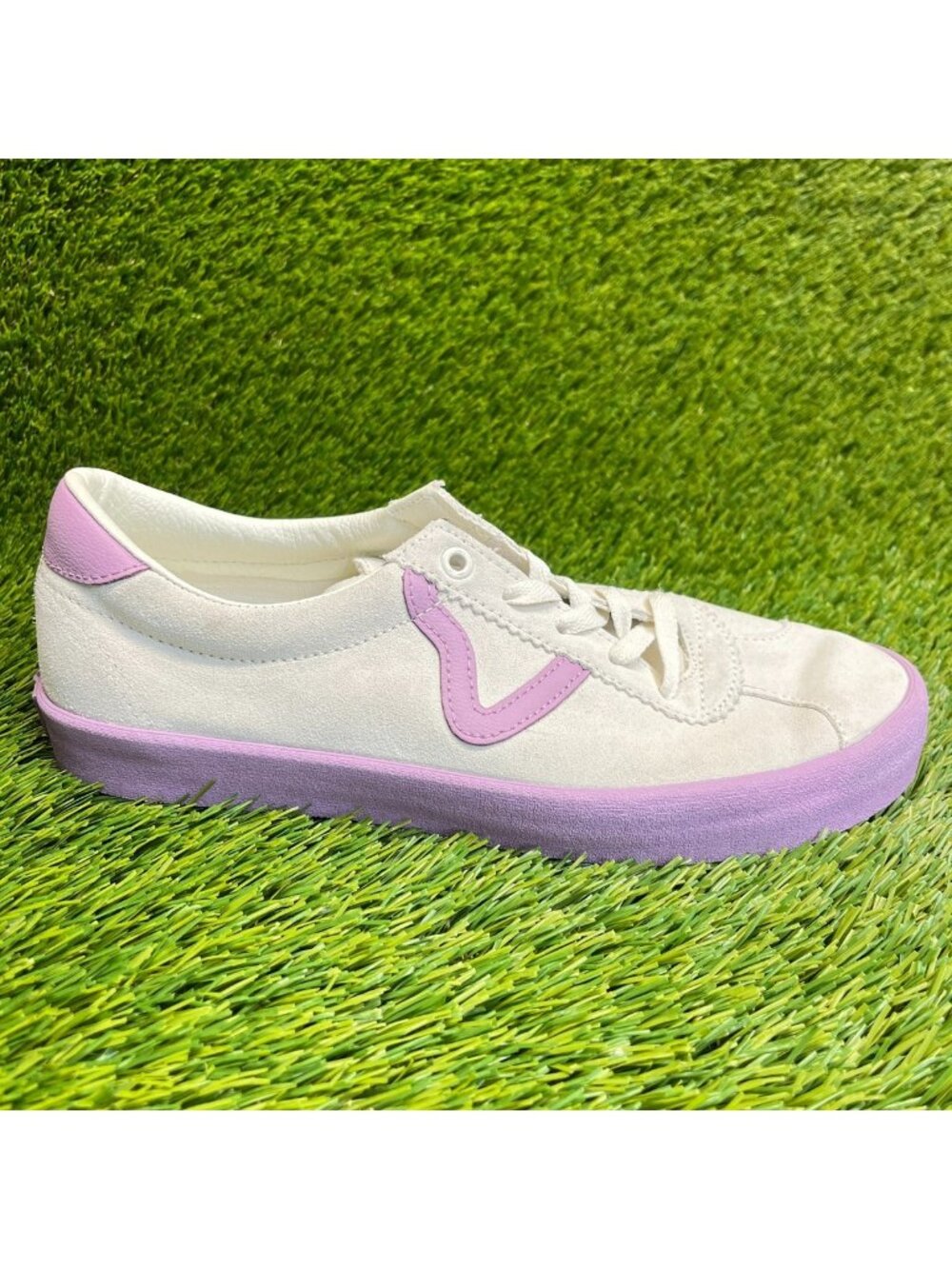 Vans Sport Low Mens Size 8.5 Womens 10 Ivory Purple Athletic Shoes Sneakers